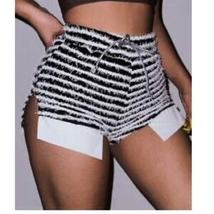 SHEIN Black and White Striped Women Shorts